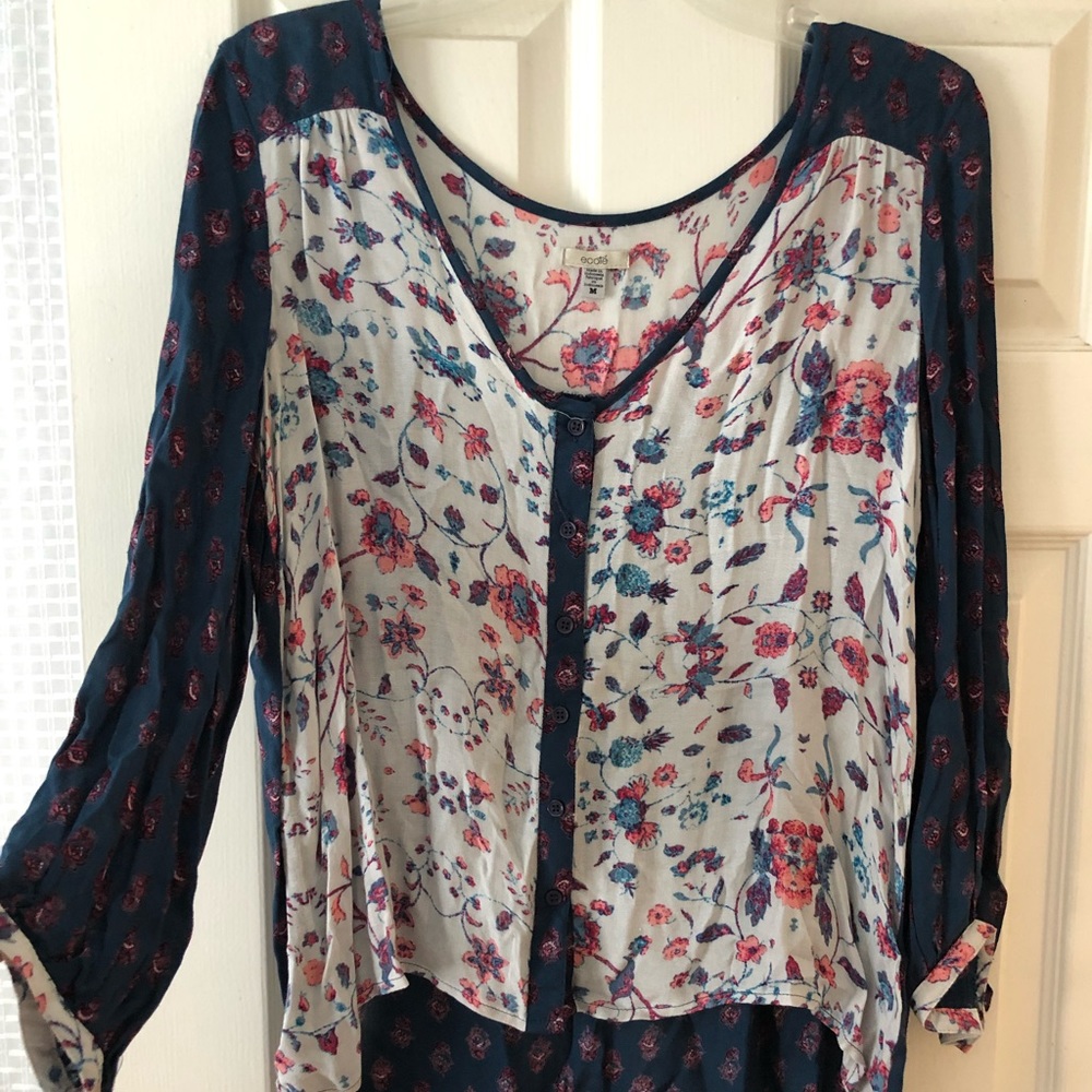 Multi-floral Print Long Sleeve Top